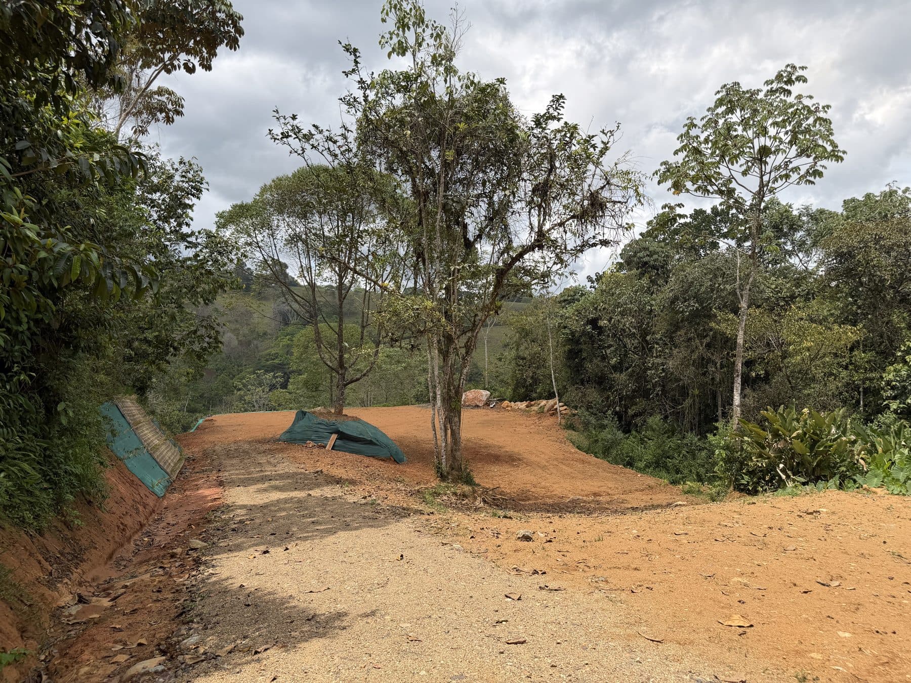 On the internal road, looking towards the central pad