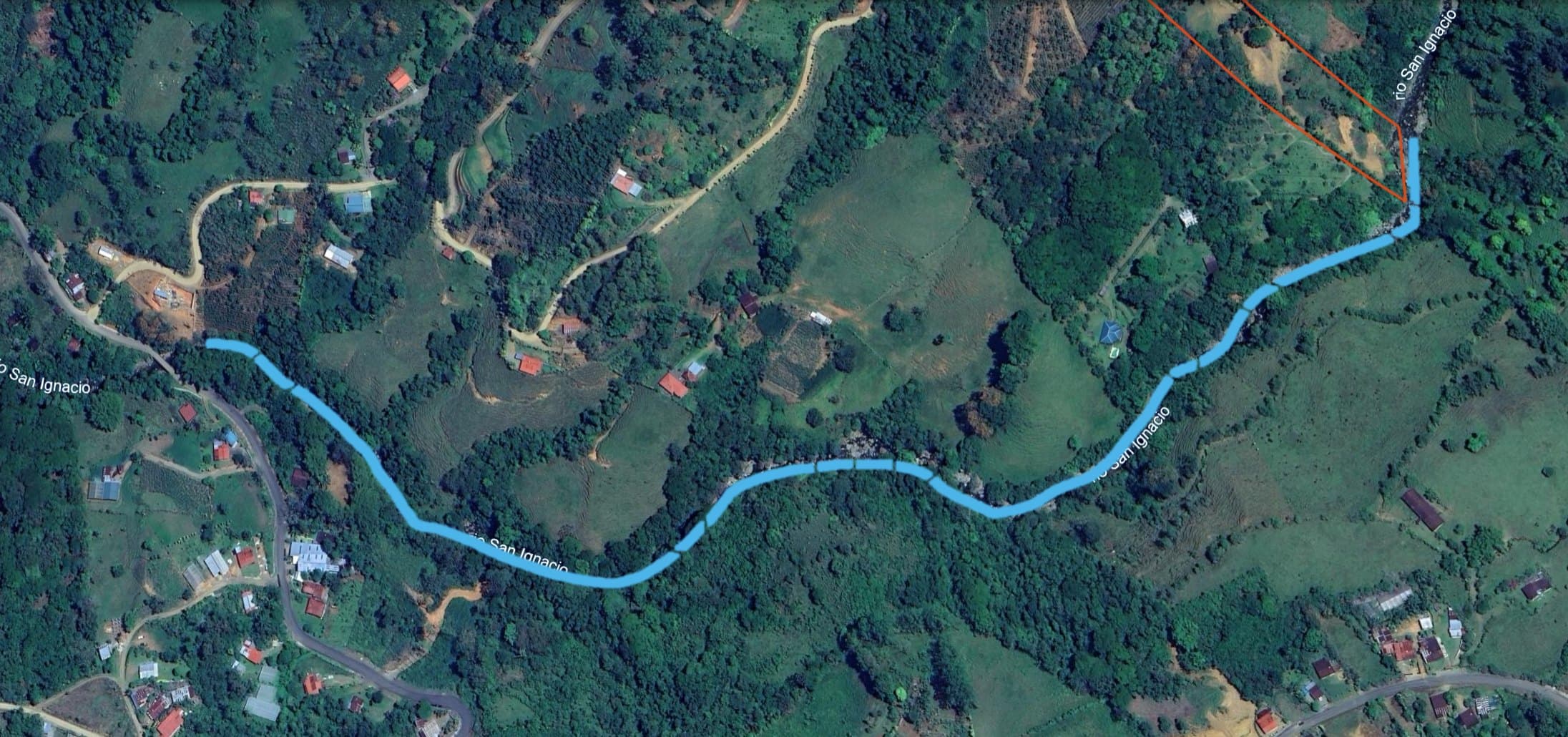 Map of the Río San Ignacio with the swimming spots